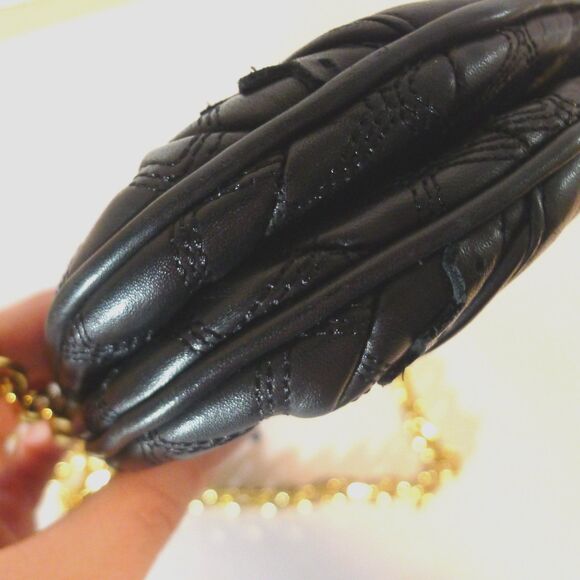 Vintage Y2K Juicy Couture Leather Pull Chain Crossbody Bag - Black/Gold - Picture 9 of 11